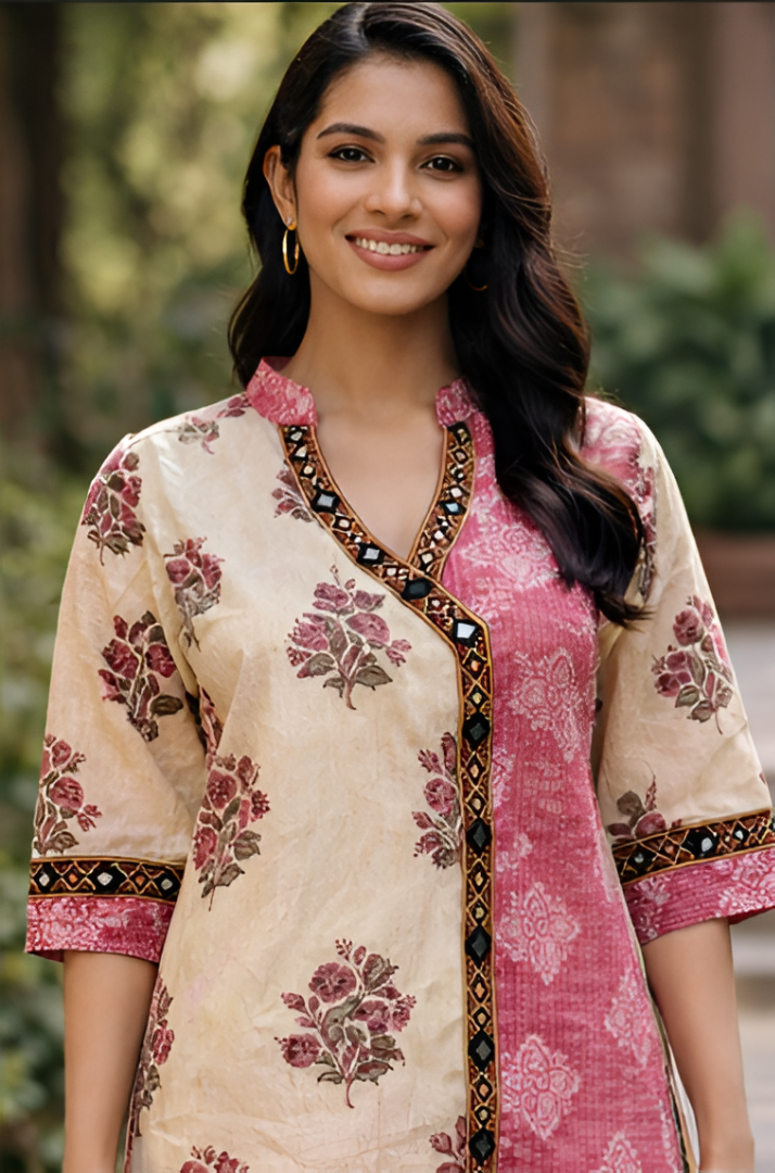 CREAM & PINK AESTHETHIC TUNIC